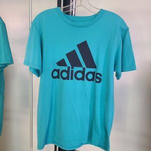 Adidas The Go-To Tee Energy Blue 3 Striped Logo Graphic T-Shirt Men's Size M
